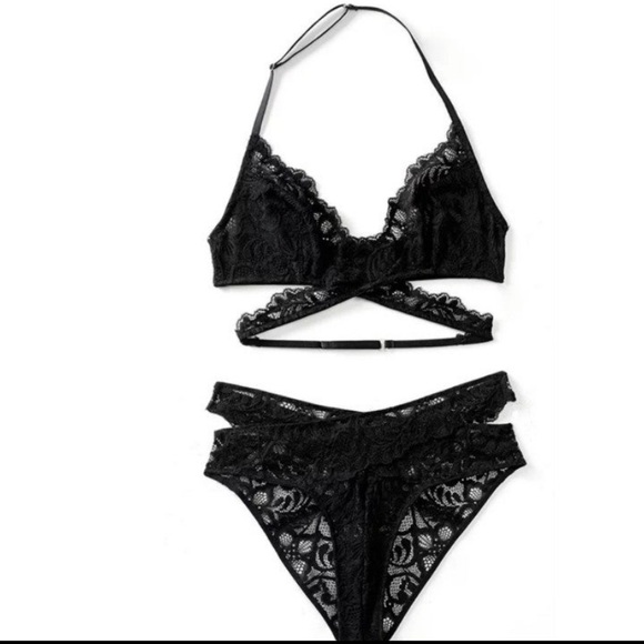 Nylon Lingerie Wrap up Cross Straps Lace - Picture 2 of 8